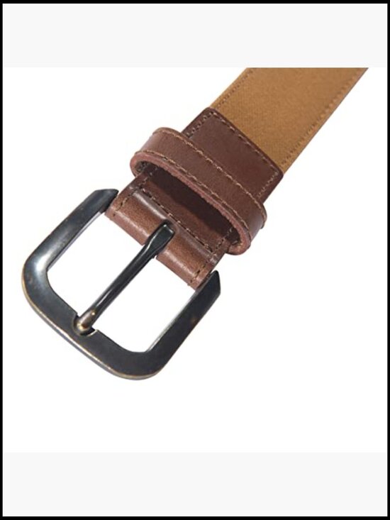 Canvas Duck Belt with Antique Brass Buckle, Top-Stitched Seam main image 4